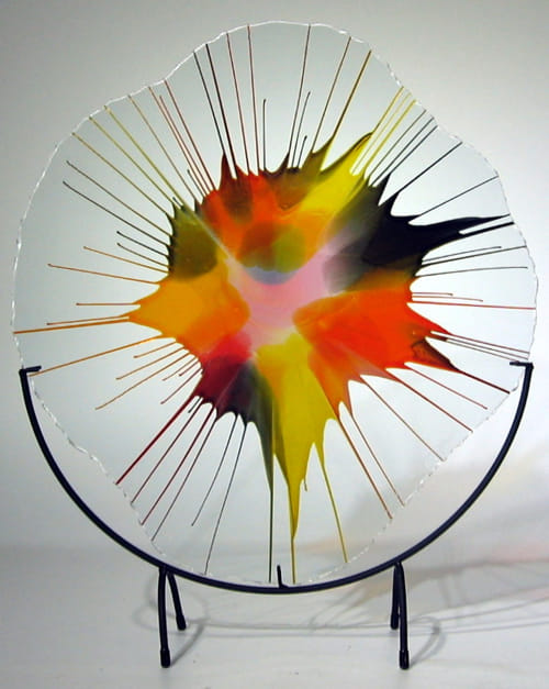 DD18-001 Energy Web Orange, Chartreuse, Green, Pink, Melon $295 at Hunter Wolff Gallery